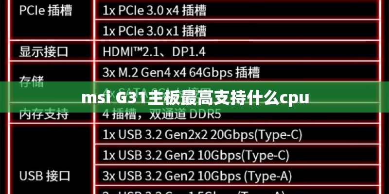 msi G31主板最高支持什么cpu